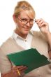 Beautiful Woman with Pencil and Folder