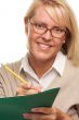 Beautiful Woman with Pencil and Folder