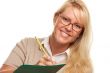 Beautiful Woman with Pencil and Folder