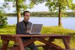 Businessman Working Outside