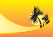 yellow background with palm trees