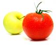 Yellow apple and tomato