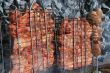 Preparing meat barbecue upon open fire