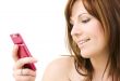 woman with pink phone