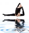 fitness instructor in black leotard