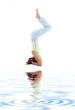 salamba sirsasana supported headstand on white sand