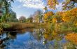 Cathedral near the pond in Autumn