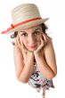 surprised woman in straw hat