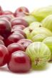 cherries with gooseberry closeup