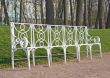 White garden bench