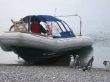 With rubber boat