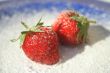 Strawberries on a blue plate