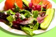 Garden salad with cucumbers and tomatos