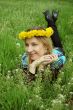 Lying in grass