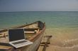 Laptop on boat