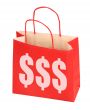 red shopping bag with dollar sign