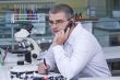 Researcher using a mobile phone