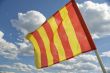 The orange striped flag is yellow.