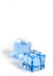 two blue glass cubes