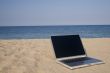 Laptop on beach