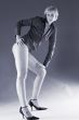 Blond girl in duo-tone posing fashionable