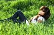 woman rest on the grass