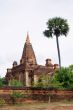 Brick pagoda and palm tree in Bagan, Myanmar