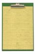 piece of lined paper stuck to a clipboard