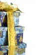 pyramid of blue gift boxes