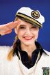 Saluting blond young woman