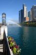 Rainbow over Chicago river