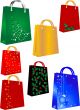 Shopping bags with christmas symbols