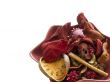 A Red Bowl With Exotic Fruit