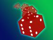 Rolling red dice illustration