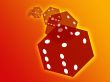 Rolling red dice illustration