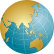 Map of Asia on globe  illustration