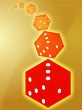 Rolling red dice illustration