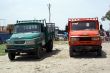 Green and red trucks