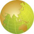 Map of Asia on globe  illustration