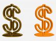 Gold and wooden dollars.