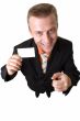 businessman holds an empty business card