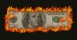 burning old hundred banknote