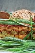 Spicas of rye and bread slices