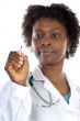 African american woman doctor writing