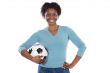 beautiful girl with football ball