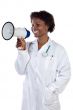 african woman doctor with megaphone
