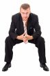 sad businessman sits