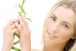 happy blonde with bamboo