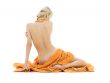 beautiful lady with orange towels