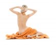 beautiful lady with orange towels